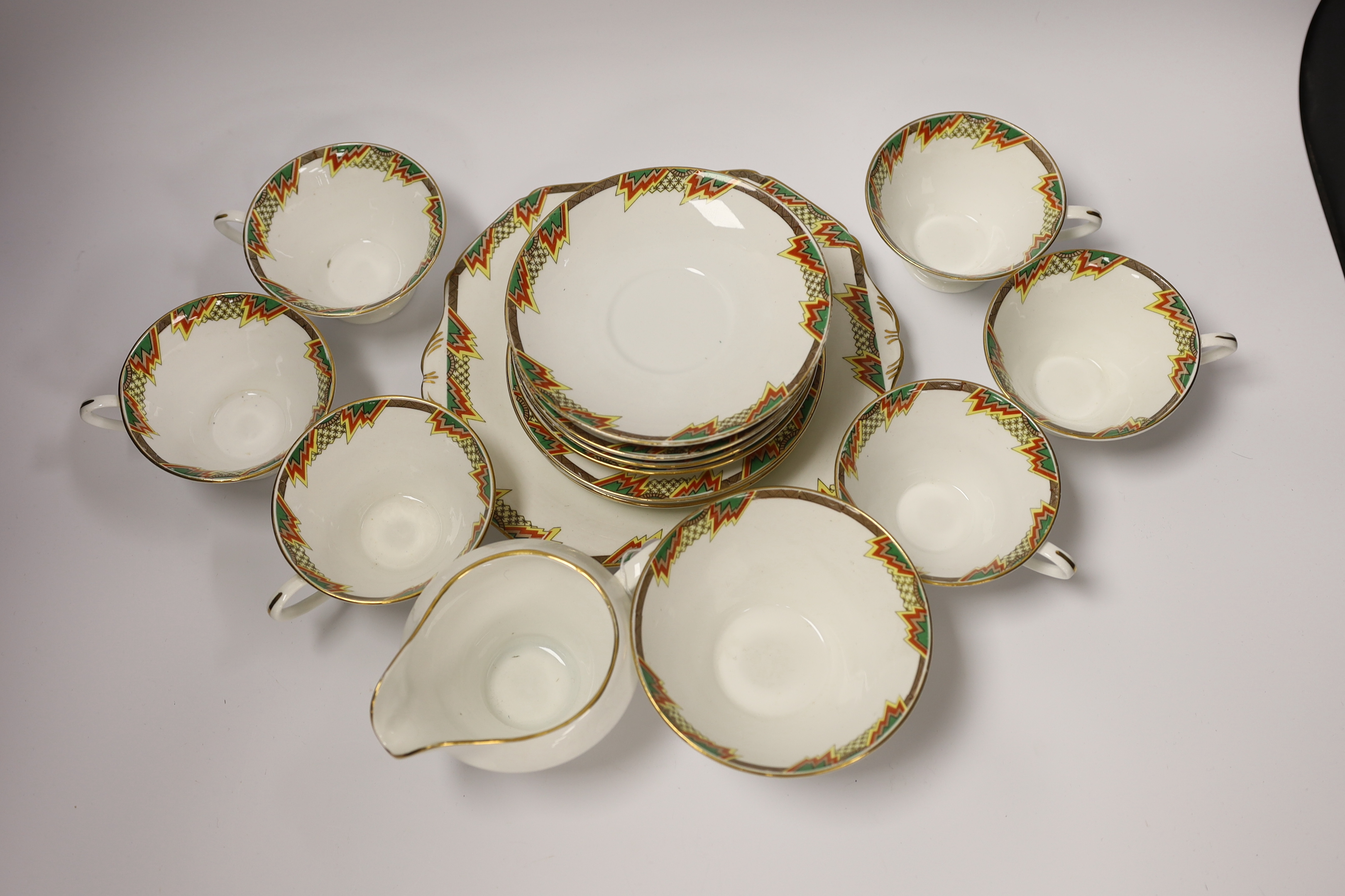 An Art Deco bone china part teaset